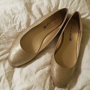 Gold sparkle glitter ballet flats